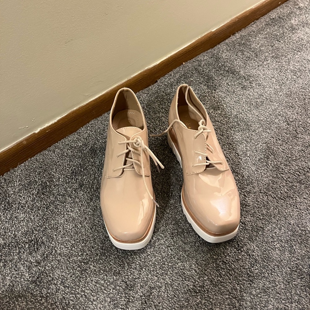 Chase + Chloe Nude Patent Wedges